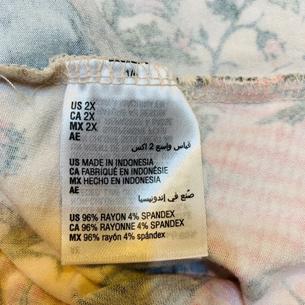 JM Collection Top Womens 2X Peacock Floral Print Shirt Stretchy Whimsical Artsy - Picture 11 of 13